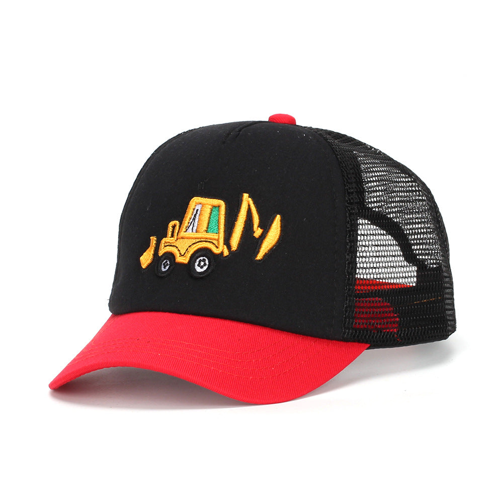 Wholesale Cotton Polyester Cartoon Embroidery Excavator Kids Baseball Cap