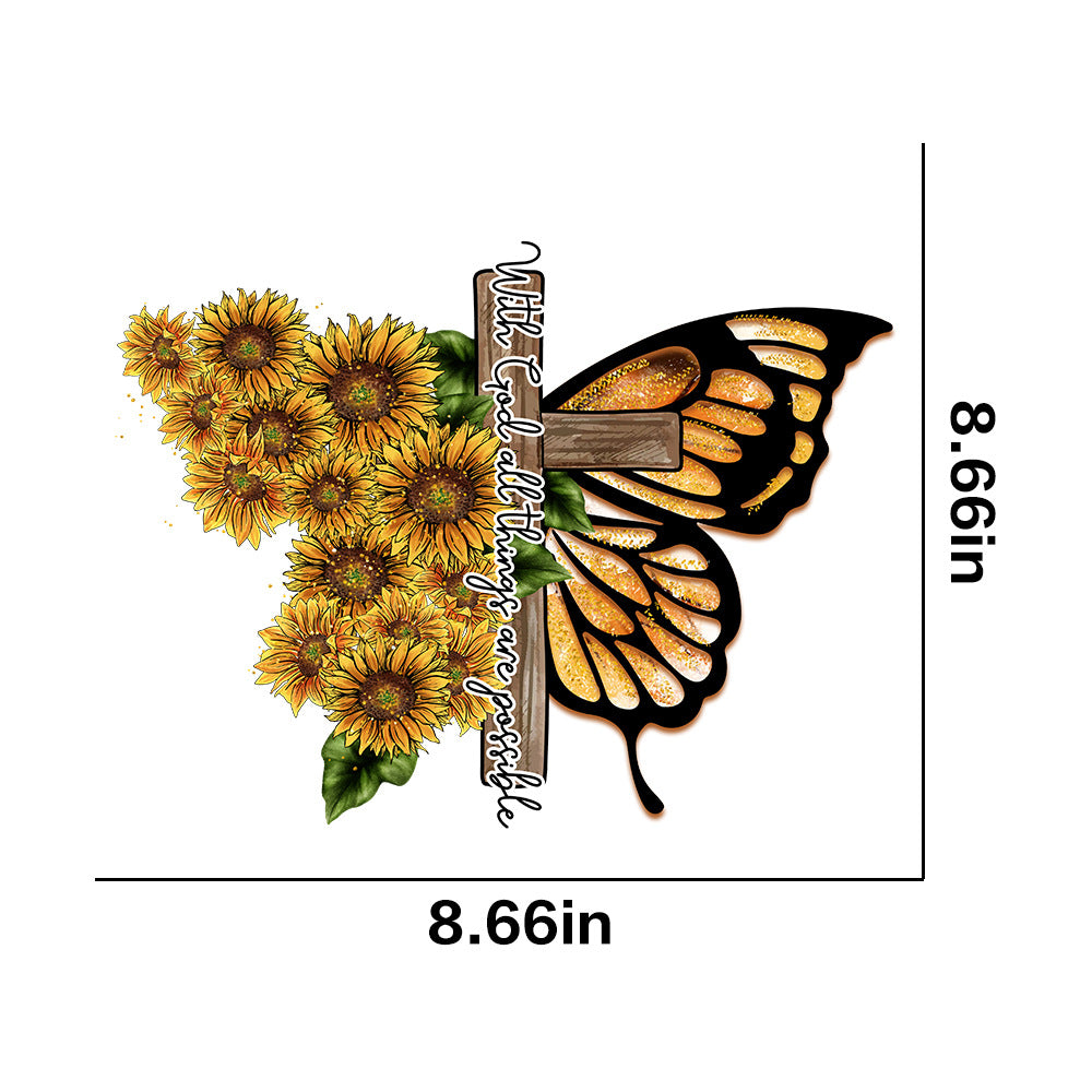 Wholesale 10pcs Butterfly and sunflower print UV DTF Ready to Press Transfers Wraps