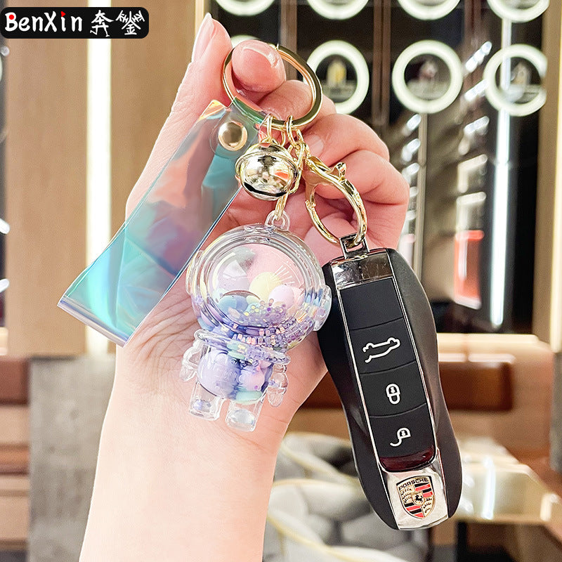 Wholesale Acrylic Fueled Spaceship Astronaut Luminous Quicksand Bottle Keychain
