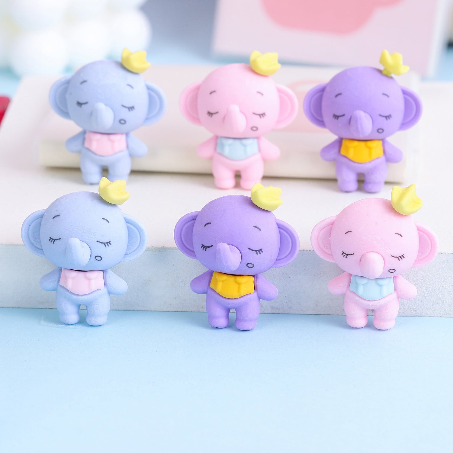 Wholesale New Cute Candy Color Elephant Shape TPR Eraser
