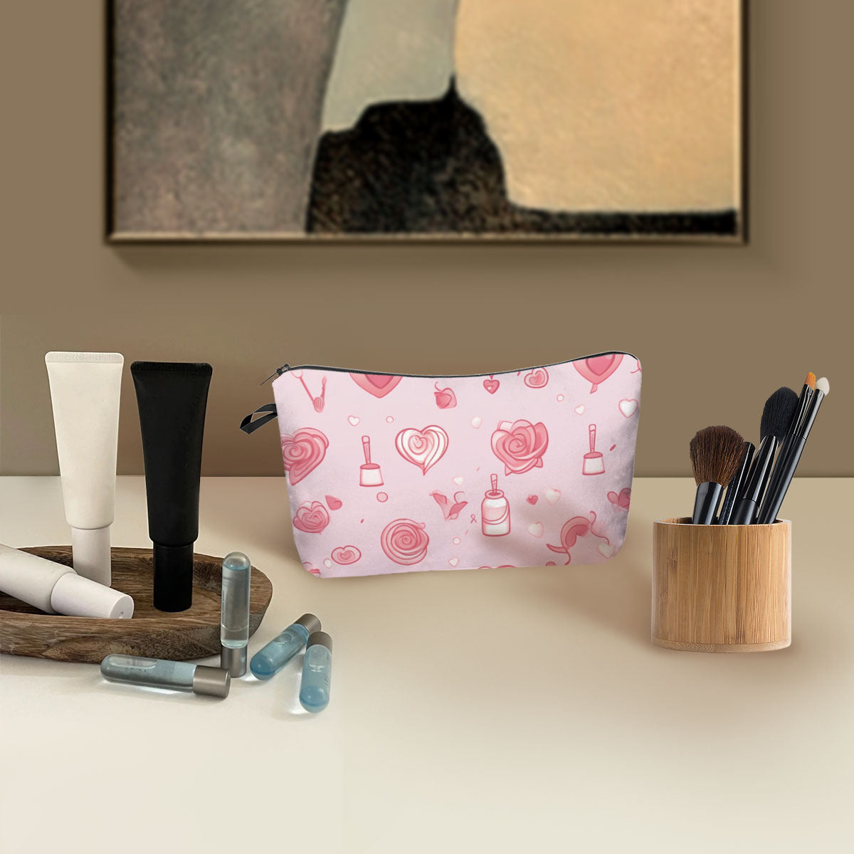 Wholesale Valentine's Day Love Printed Polyester Makeup Bag