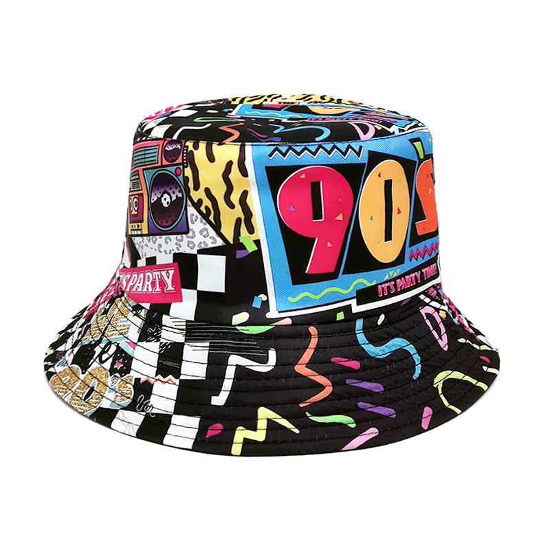 Wholesale Retro Nostalgic Tape Pattern Visor Fisherman Double-sided Hat