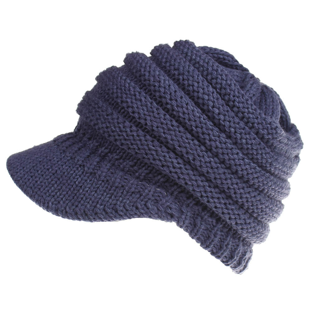 Wholesale Women's Knitted Baseball No Logo Open Ponytail Ski Sports Cap