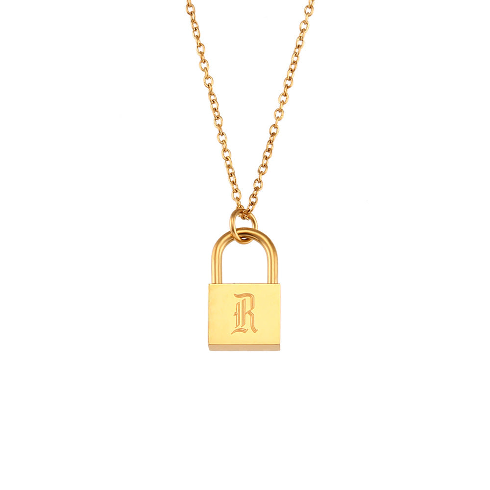 Wholesale hip-hop multi-layer stainless steel letter concentric lock necklace