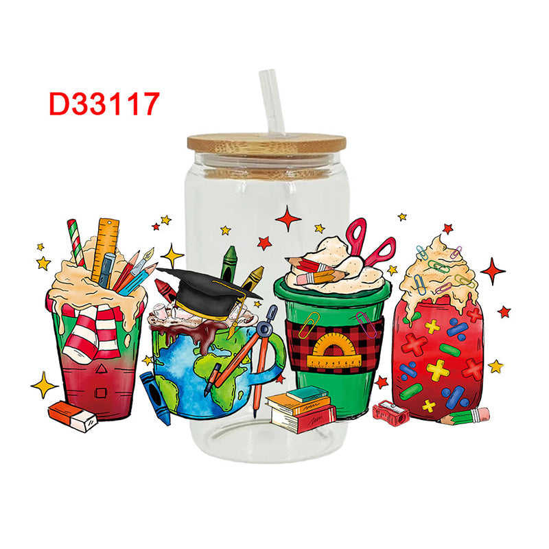 Wholesale Pink books and stationery  16oz Cup UV DTF Wraps