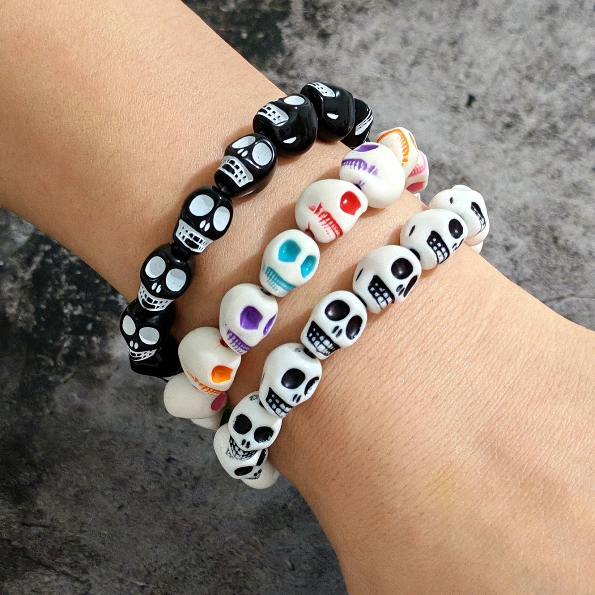 Wholesale Halloween Dark Style Bracelet Personalized Skull Beaded Bracelet Skull Spider Web Bracelet Trendy