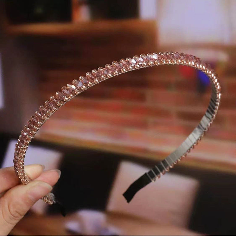 Wholesale Colorful Rhinestone Crystal Braided Thin Edge Headband