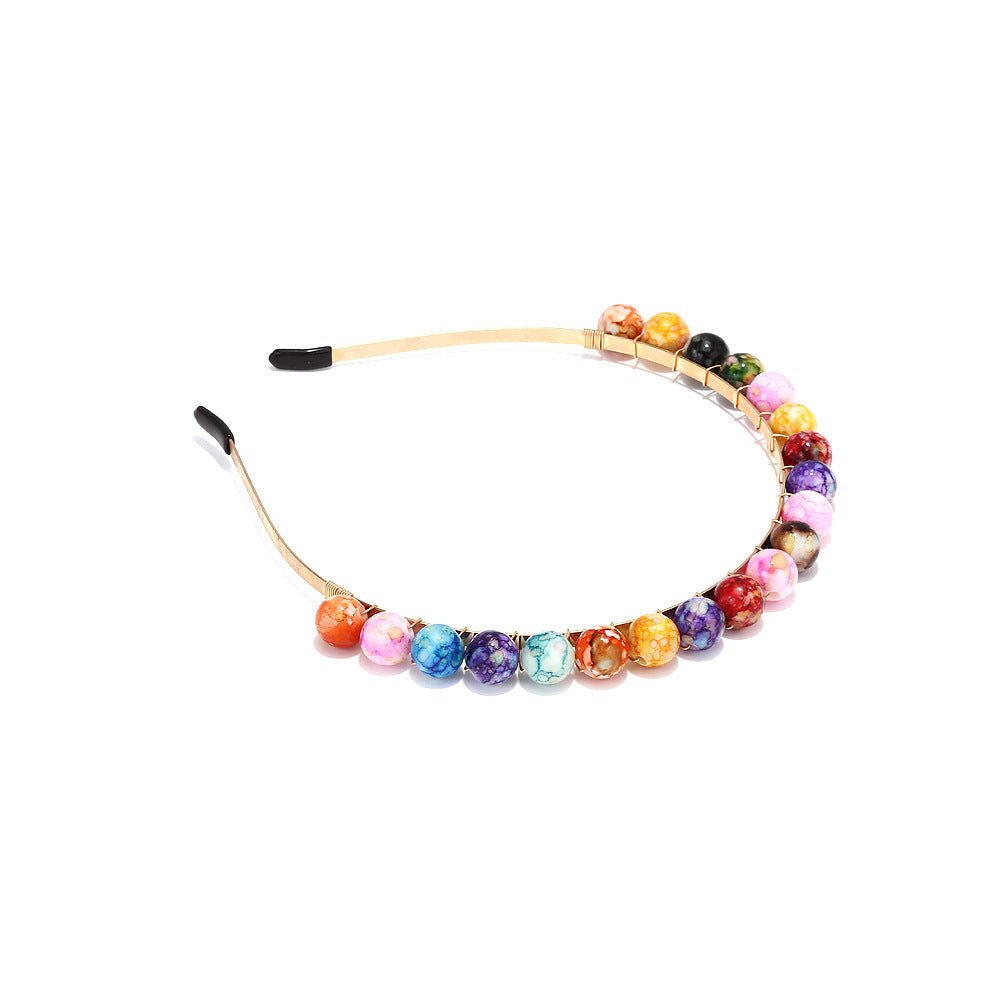 Wholesale Bohemian Colorful Resin Hand Wrapped Beaded Headband