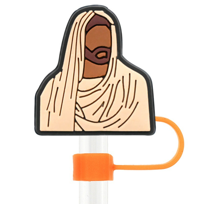 Wholesale Random 100pcs  Bible series water cup straw cap 10mm  cartoon Straw Cover