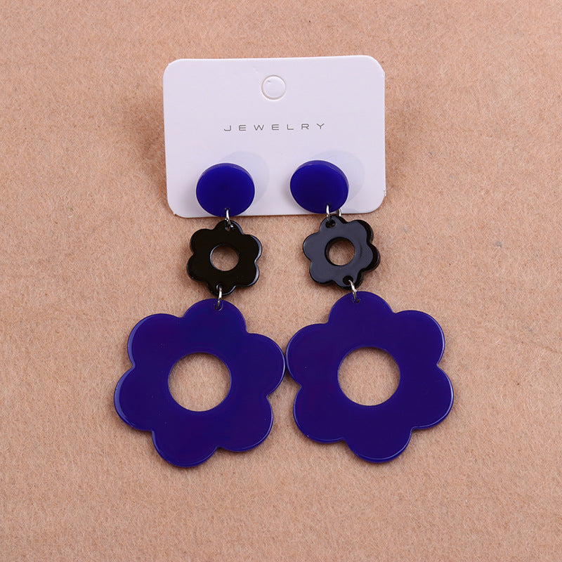 Wholesale small flower earrings hollow flower acrylic eardrops earrings