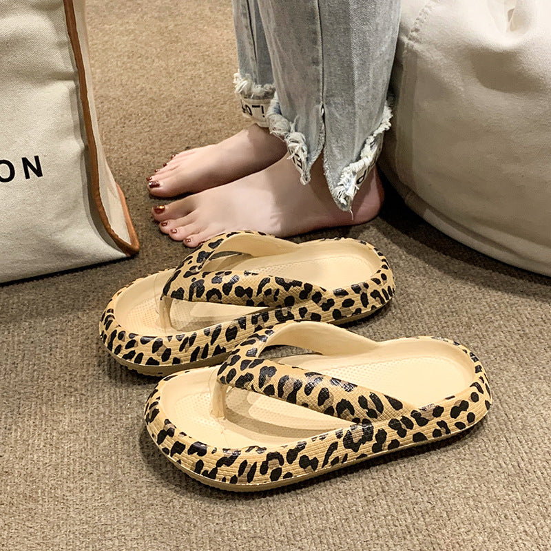 Wholesale EVA Summer New Thong Thick Sole Leopard Slippers