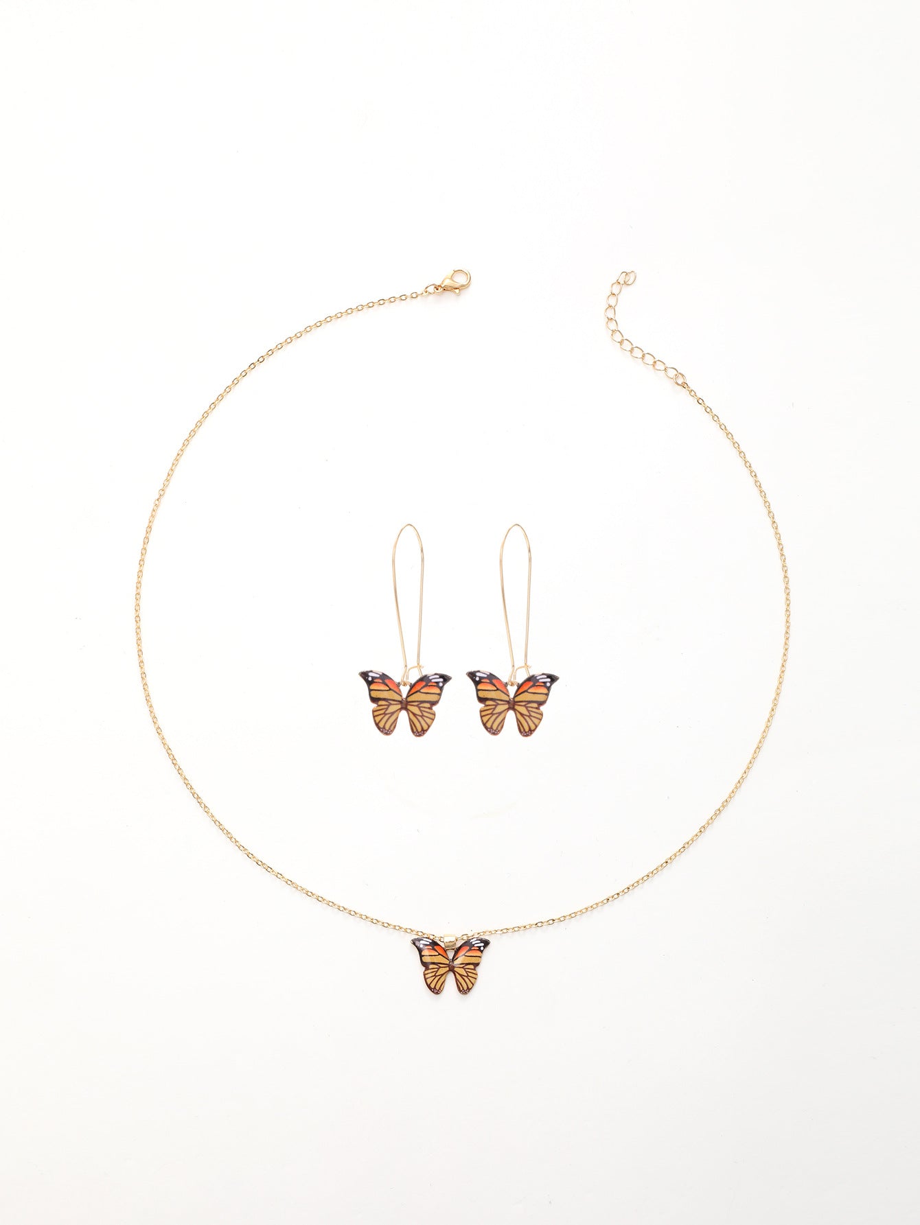 Wholesale New Three-piece Summer Beach-inspired Coloured Butterfly Gold Chain