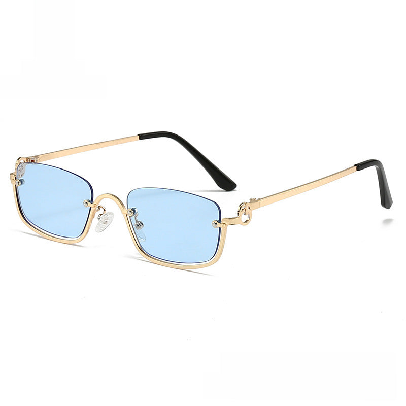 Wholesale Metal lower half frame sunglasses small square frame sunglasses