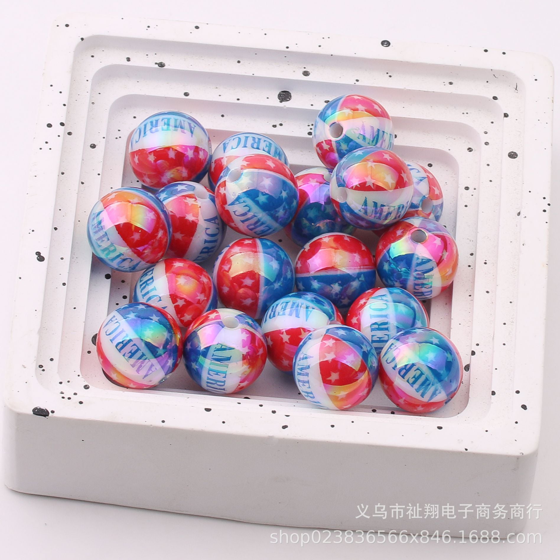 Wholesale 200pcs/pack Acrylic Plated Independence Day Series Colorful Flag DIY Beads