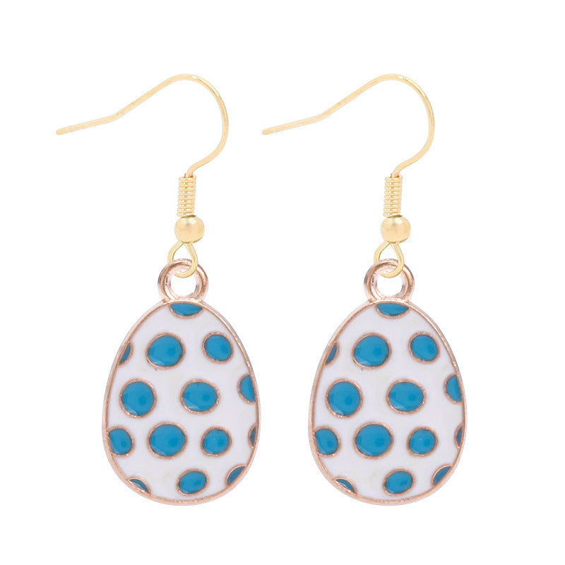 Wholesale Easter Egg Alloy Color Oil Dropping Wave Pendant Spring Carnival Party Earrings