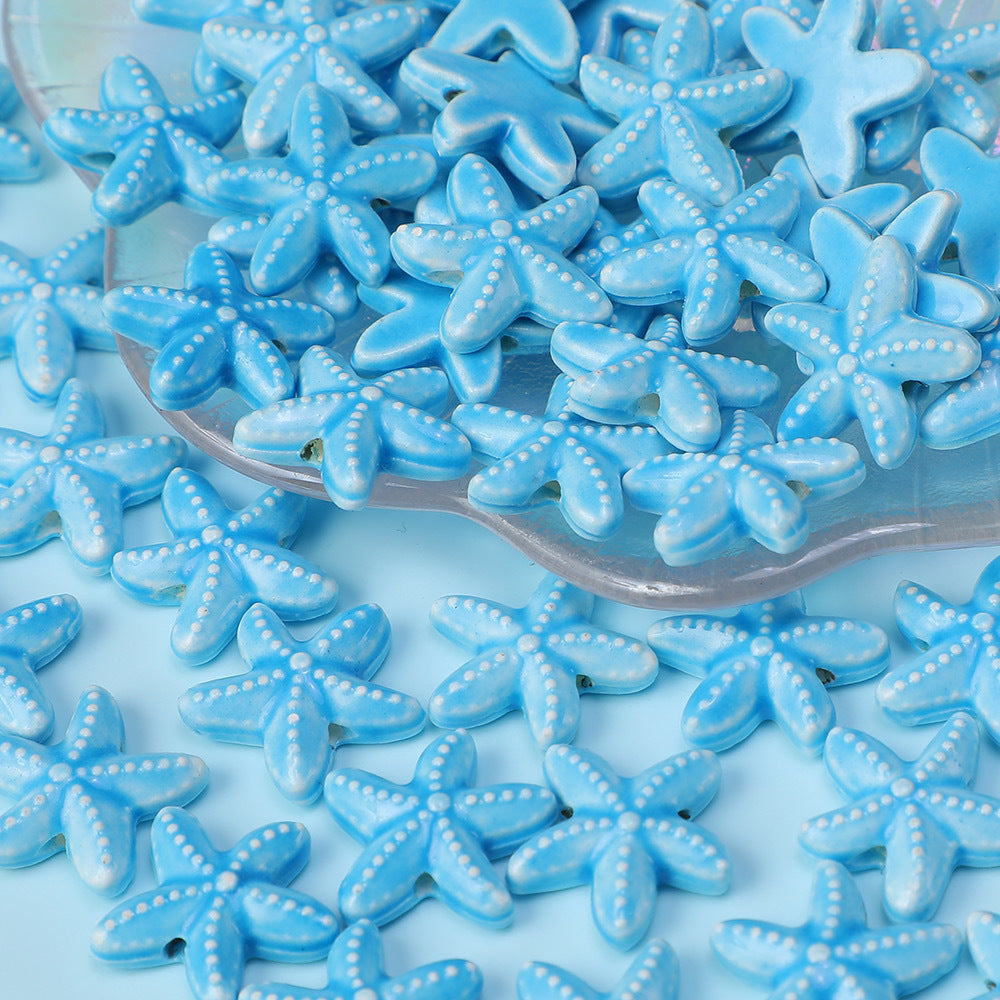 Wholesale 10pcs Starfish Perforated Handmade Ceramic Beads