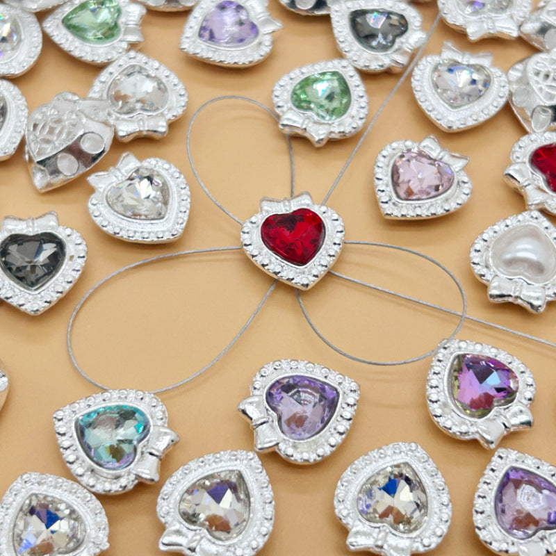 Wholesale 50pcs  Alloy Heart-Shaped Heart Eight-Hole Multi-Color Spacer Crystal Beads