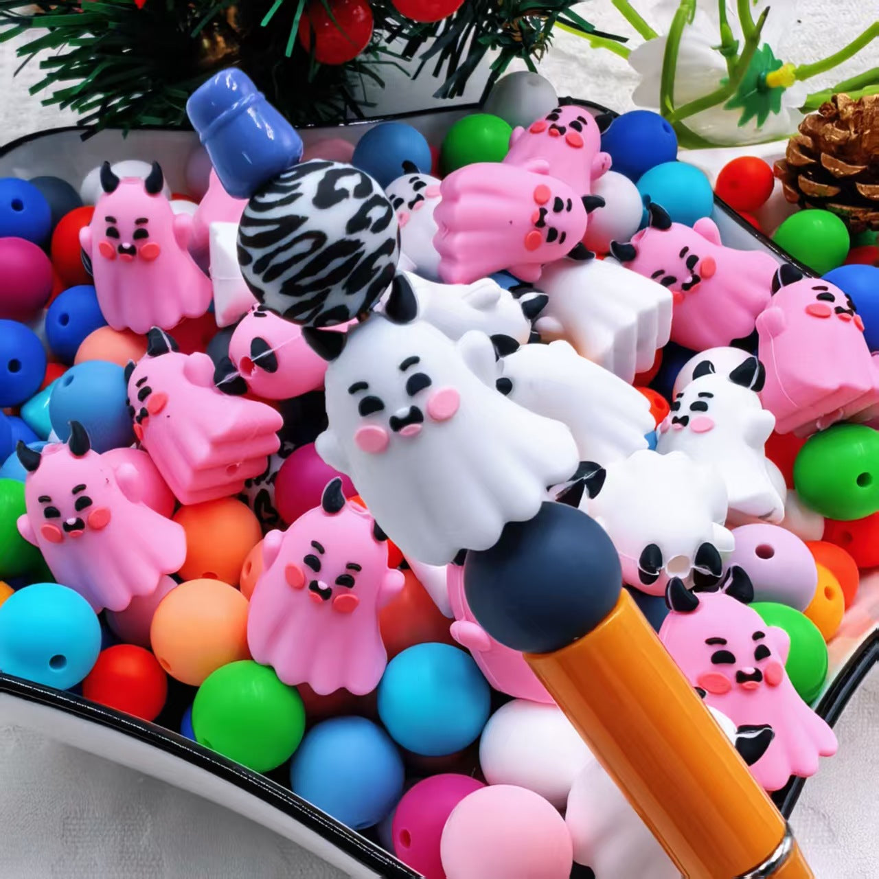 Wholesale Halloween Ghost Cartoon Beads DIY Silicone 3D Beads