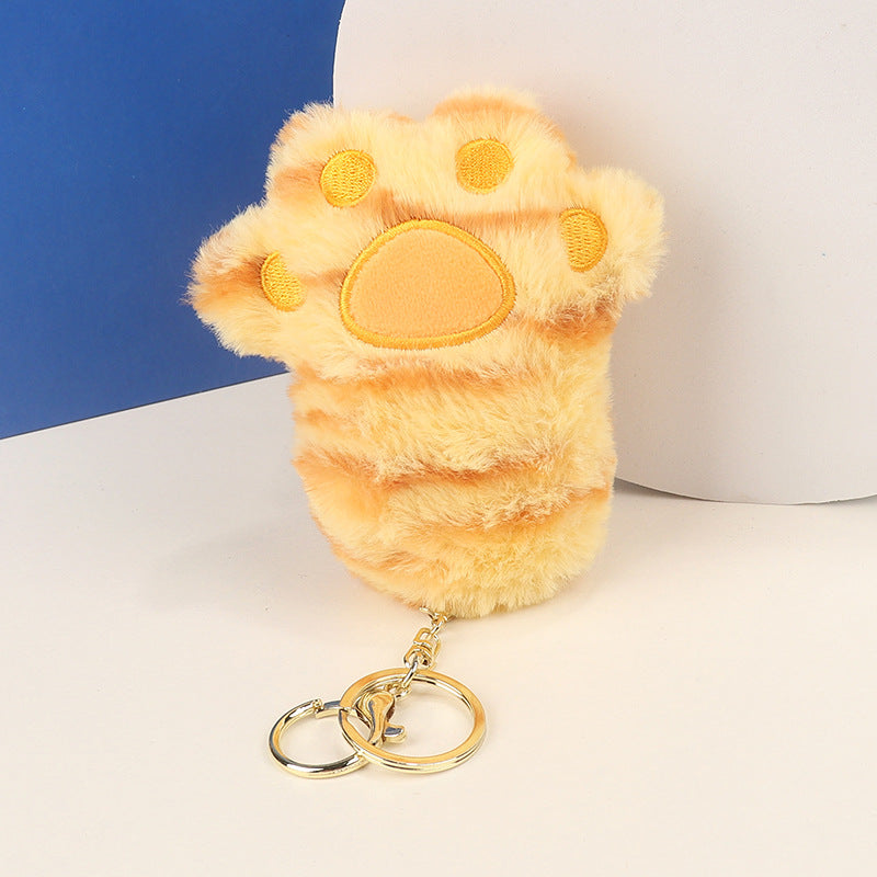 Wholesale 4PCS Cartoon Three-dimensional Plush Bear Paw Pendant Candy Color Keychain