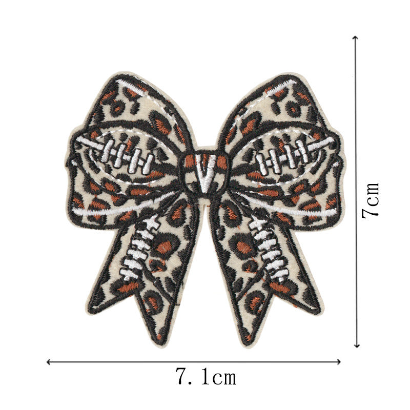 Wholesale 9Pc Cartoon Rugby Iron On Patches Leopard Bow Decor For et DIY Craft Supply