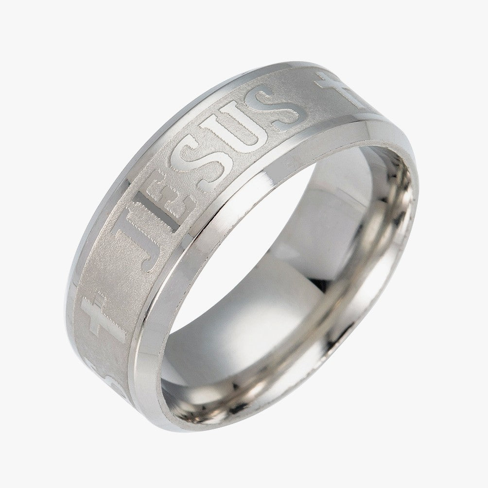 Wholesale Titanium Steel Corrosion Letters Men's Ring