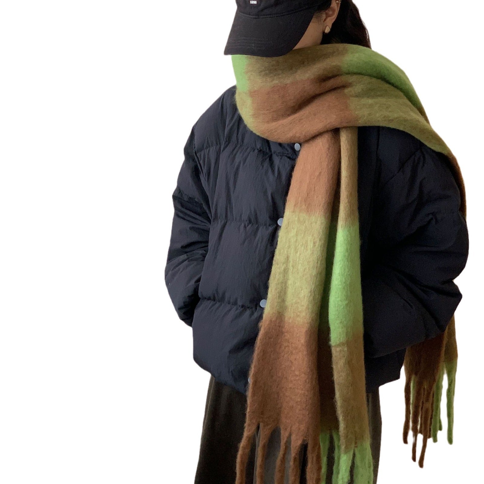 Wholesale Autumn and Winter Warmth and Thickening The Atmosphere, Two-color Mohair Large Check Scarf