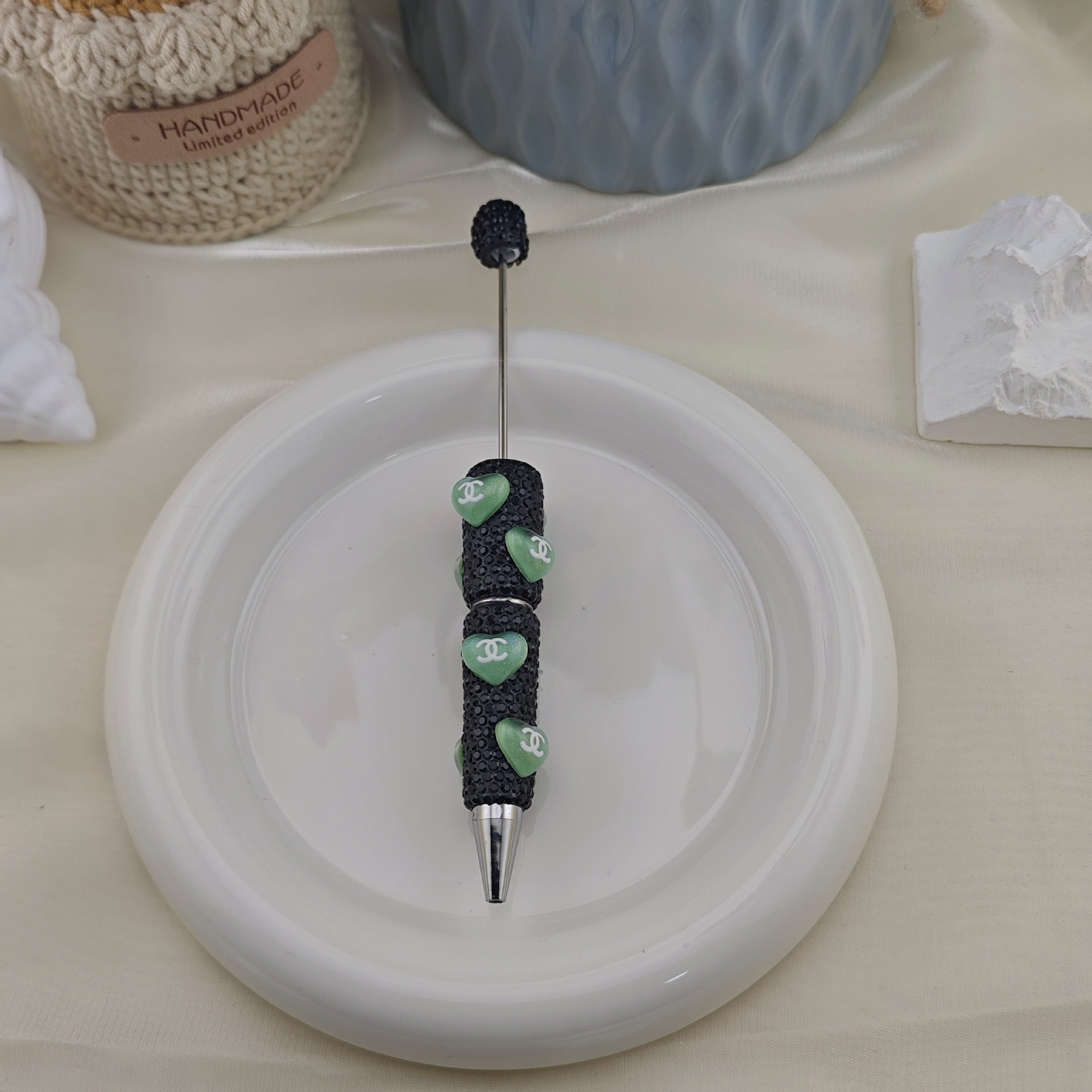 Wholesale 5pcs Beadable Pens Heart  Diamond Full Diamond DIY Beadable