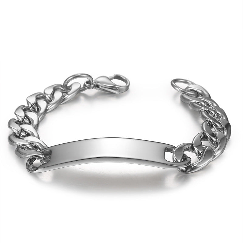 Wholesale Men's Titanium Steel Stainless Steel Curved Brand Bracelet Hip Hop Cuban Retro