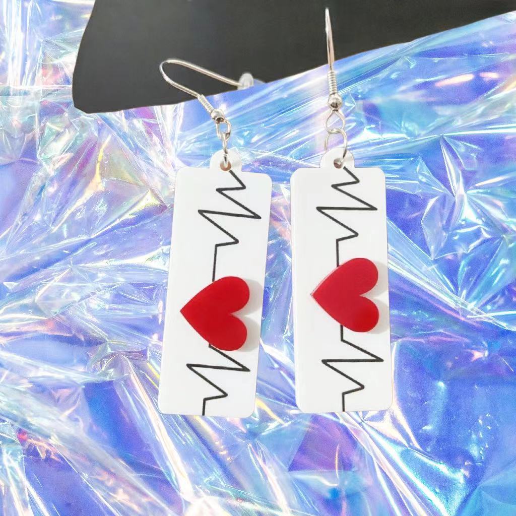 Wholesale  ECG Inspired Design Acrylic Earrings European