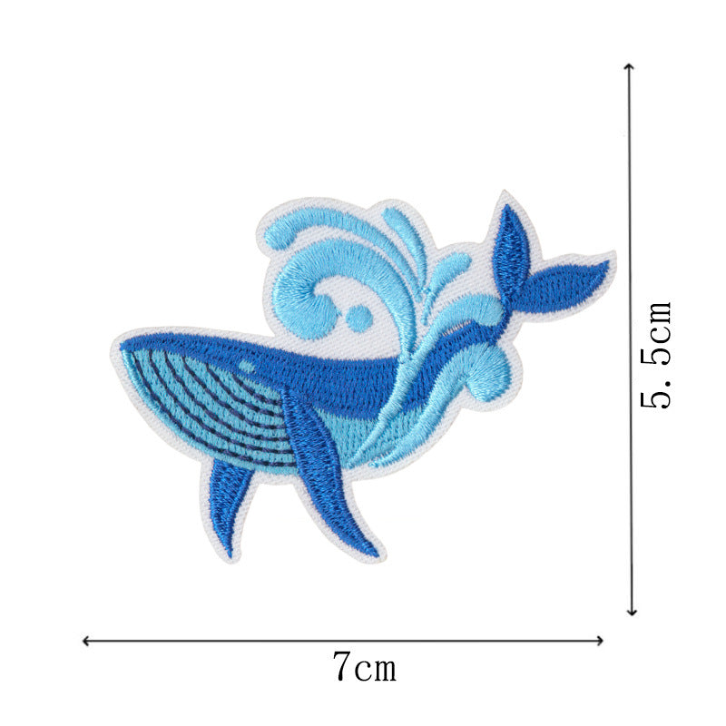 Wholesale 16 Piece Embroidered Cruise Ship Patch Set Whale Seabird Iron On Appliques For ets DIY Fashion Accessory