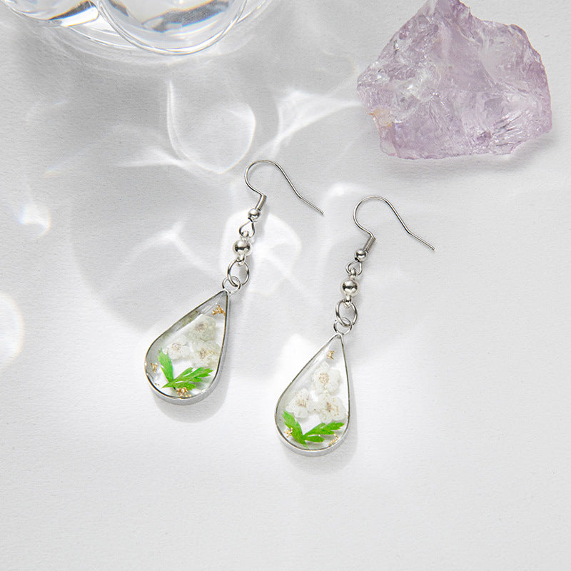 Wholesale 6pcs Fashion Teardrop-shaped Moonflower Dried Flower Earrings