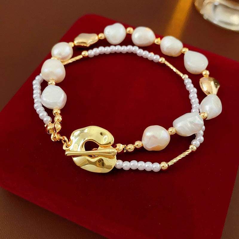 Wholesale Freshwater Pearl Round Bead Fishtail Bracelet