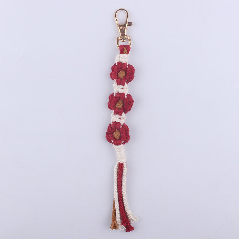 Wholesale Cotton Rope Handwoven Flower Keychain