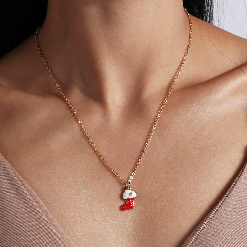 Wholesale Christmas Necklace Set Santa Claus Christmas Tree Christmas Stocking Sweater Alloy Chain