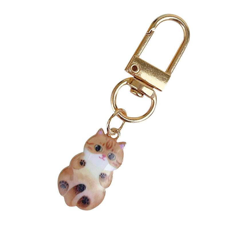 Wholesale Cartoon Cute Printed Cat Metal Keychain