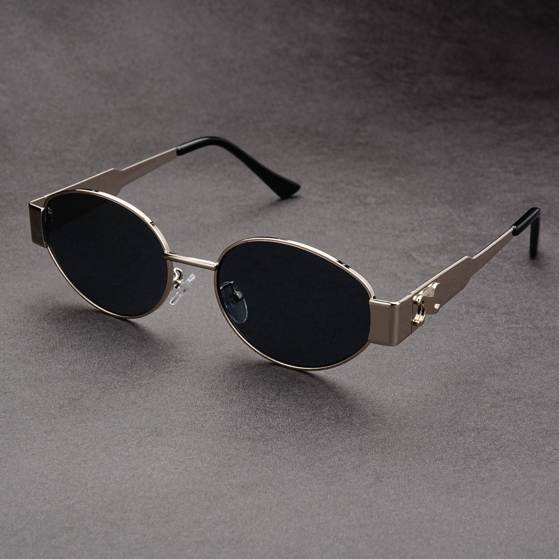 Wholesale Retro old money style metal oval sunglasses