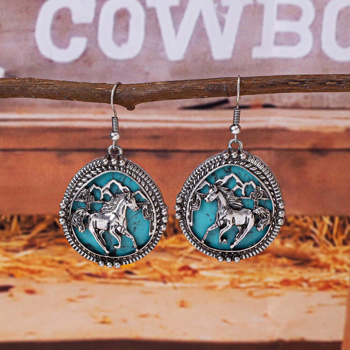 Wholesale Western Wind Flower Horse Highland Cow Earrings