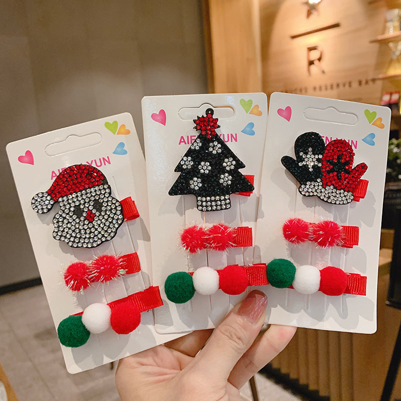 Wholesale Christmas Tree Snowman Fabric Hairpins