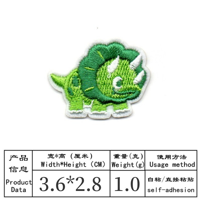 Wholesale Cute Embroidered Iron On Patch Set 9 Cartoon Dinosaur And Animal Badges For Clothing Bags Towels Resale Accessory