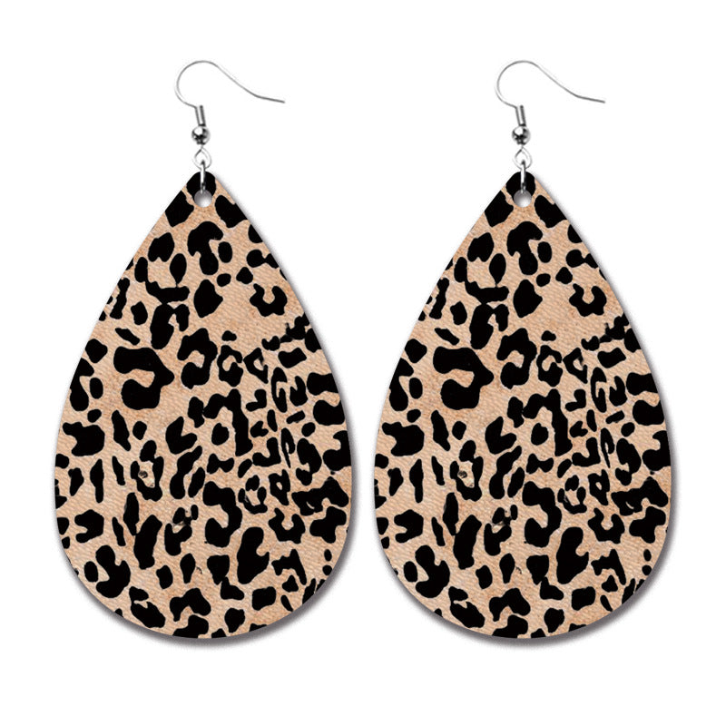 Wholesale Christmas PU leather teardrop earrings