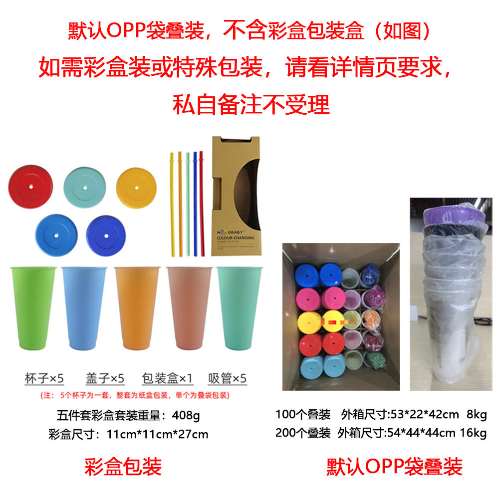 Wholesale Christmas 24oz Pp Material Water Cup Plastic with Straw Changes Color When Exposed to Cold  Student Water Cup