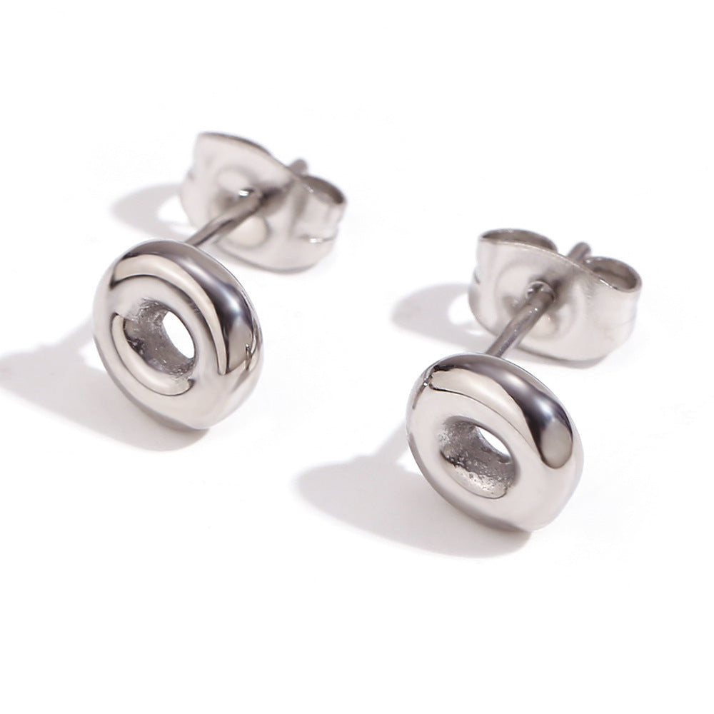 Wholesale Stainless Steel 18K Gold Plated Mini Bubble Letter Earrings