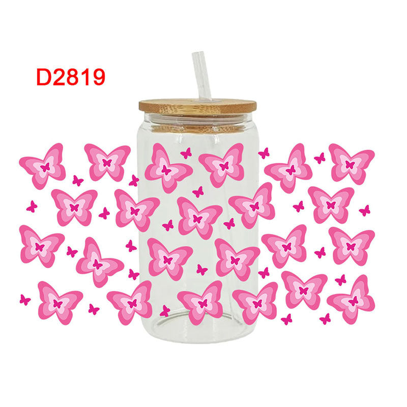 Wholesale colorful butterfly 16oz Cup UV DTF Wraps
