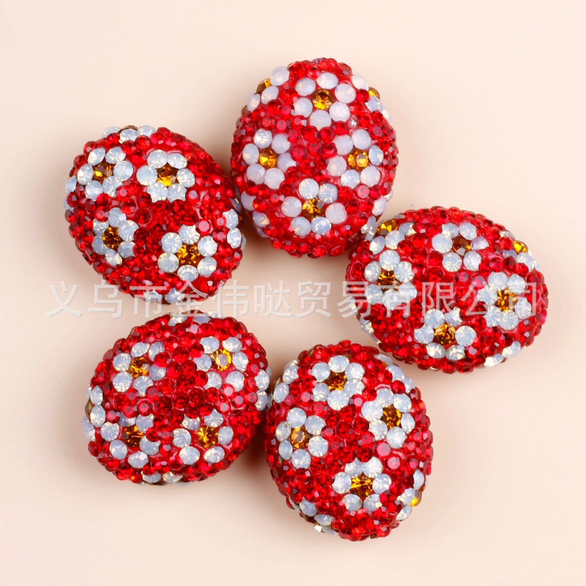 Wholesale 10pcs Plum Blossom Colorful Diamond Beads