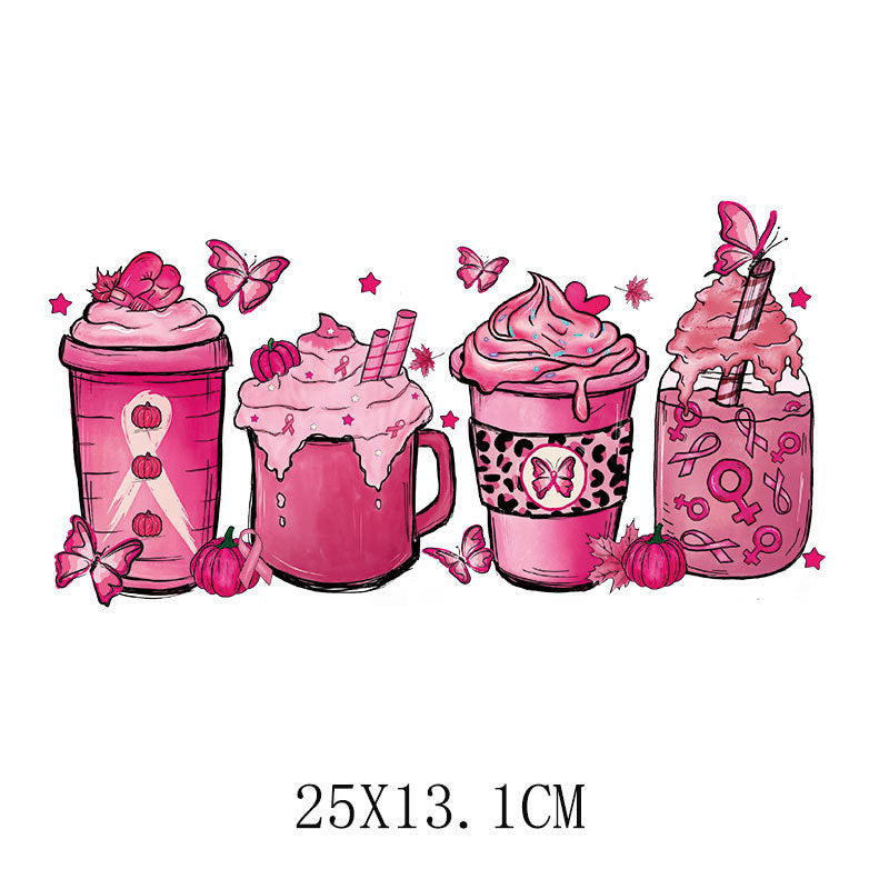 Wholesale Pink ribbon heat transfer pattern   UV DTF Ready to Press Transfers Wraps