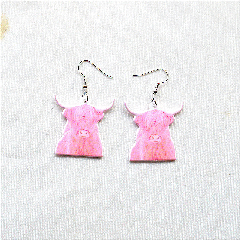 Wholesale Easter Cartoon Cow Kitten Puppy Acrylic Double Sided Earrings