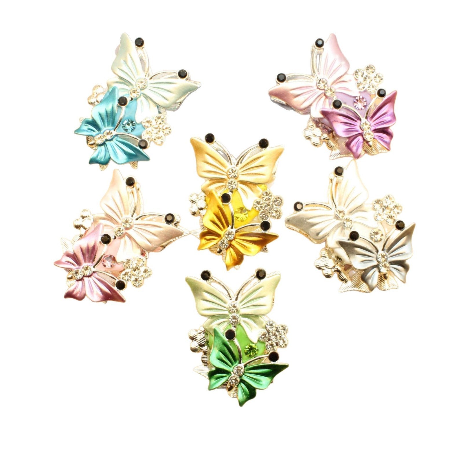 Wholesale Multicolor Double-Sided Rhinestone Butterfly Straight Hole Bead