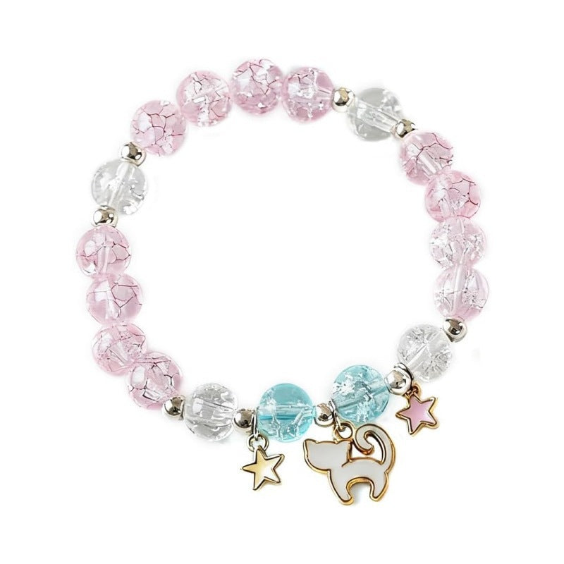 Wholesale Sparkling Crystal Easter Gold Bead Pink Rabbit Bracelet