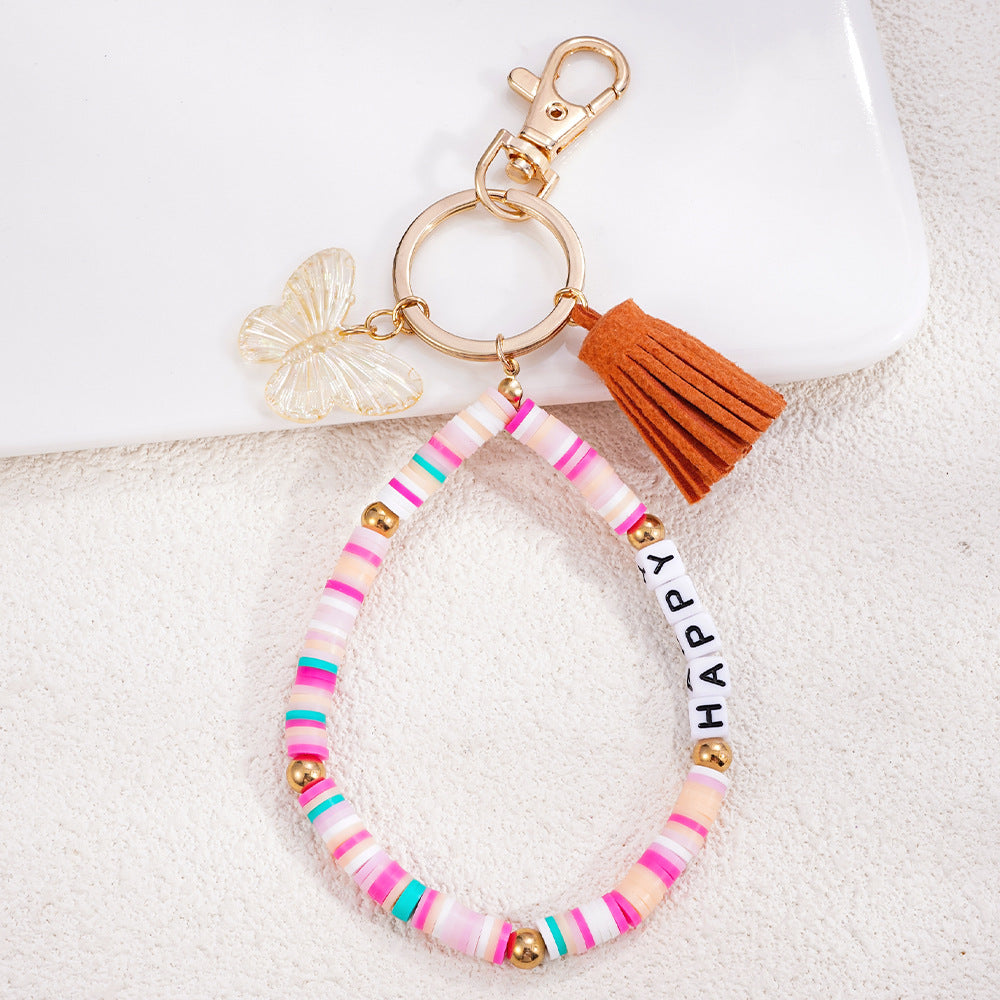 Wholesale Handmade Beaded Accessories English Letter Keychain