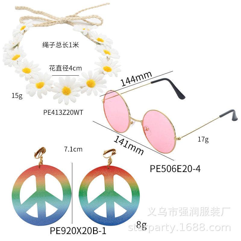 Wholesale PC 60s Series Flower Headband Glasses Set